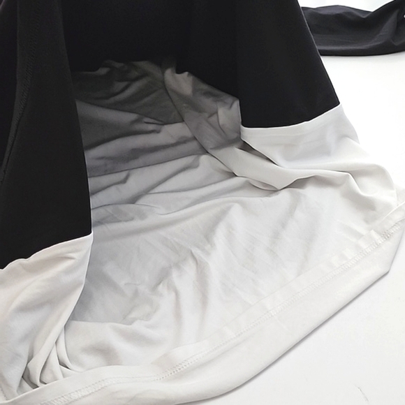 Papa Cowl Neck  Black White Layered Long Sleeves Tunic Top Bamboo Drapy Size L - Picture 7 of 11